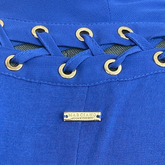 Womens Bodysuit MARCIANO Daria Lace-up Bodysuit Mesh Long Sleeve Body - Picture 7 of 8